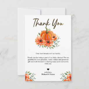 Carte de remerciements de Baby shower d'automne mi
