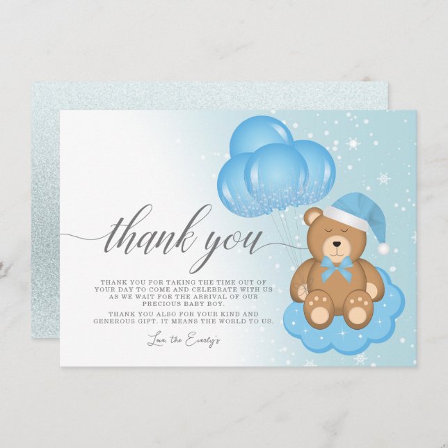 Carte de remerciements de Baby shower de ballons p (Devant / Derrière)