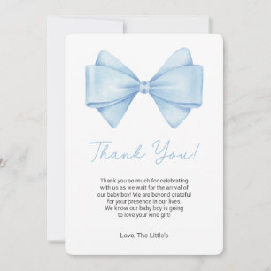Carte de remerciements de Baby shower de Bow bleu