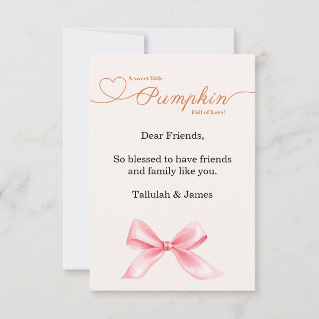 Carte de remerciements de Baby shower de Bow rose  (Devant)