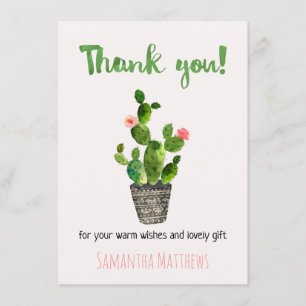 Carte de remerciements de baby shower de cactus de