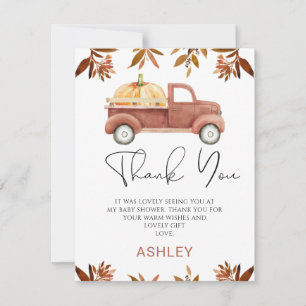 Carte de remerciements de Baby shower de camion Ci
