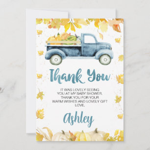 Carte de remerciements de Baby shower de camion Ci