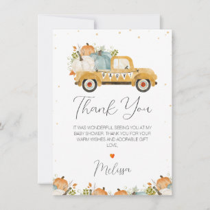 Carte de remerciements de Baby shower de camion Ci