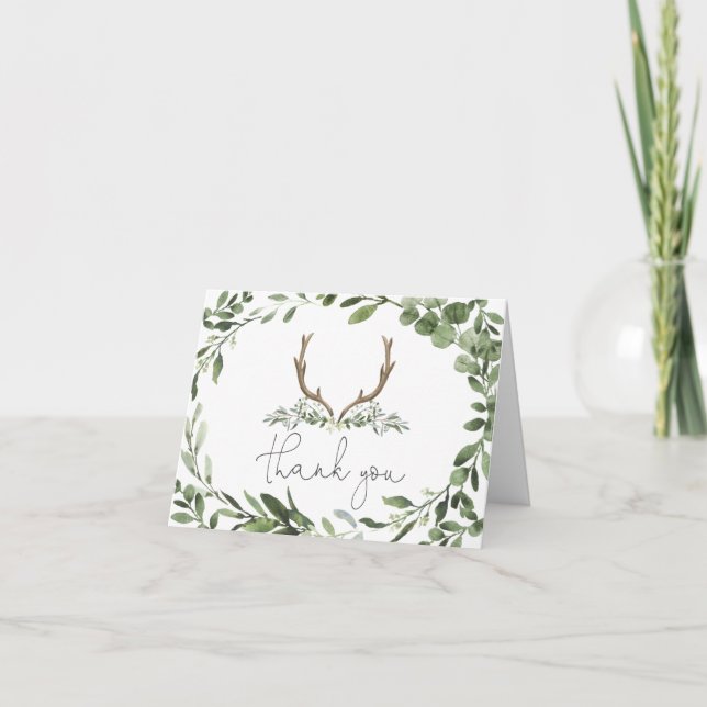 Carte de remerciements de Baby shower de cerfs de  (Devant)