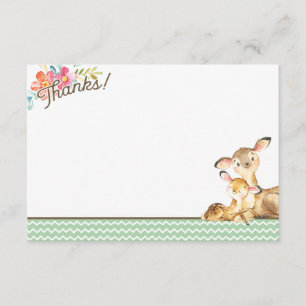 Carte de remerciements de Baby shower de cerfs de 