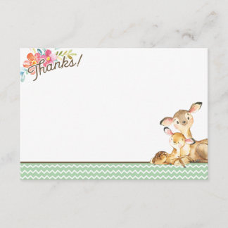 Carte de remerciements de Baby shower de cerfs de 