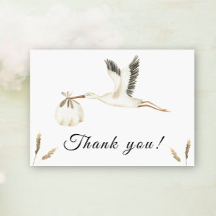 Carte de remerciements de baby shower de cigogne d