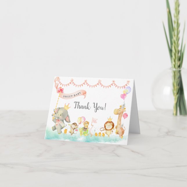 Carte de remerciements de Baby shower de défilé po (Devant)