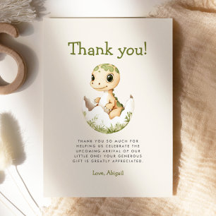 Carte de remerciements de Baby shower de dinosaure