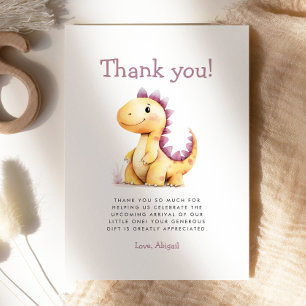 Carte de remerciements de Baby shower de dinosaure
