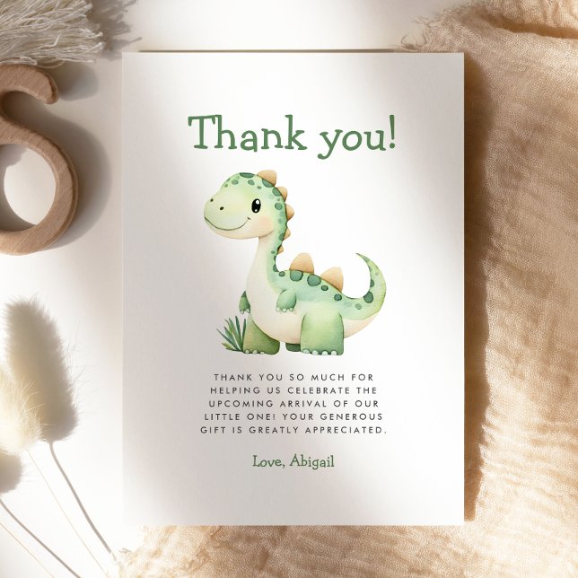 Carte de remerciements de Baby shower de dinosaure (Créateur téléchargé)