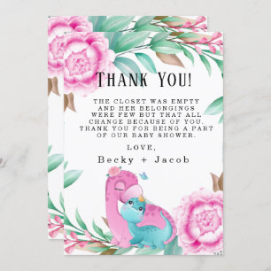 Carte de remerciements de Baby shower de dinosaure