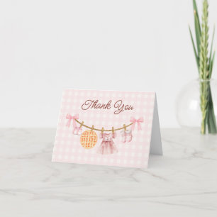 Carte de remerciements de Baby shower de fille Cut
