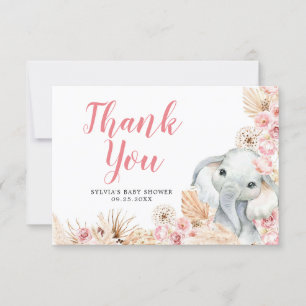 Carte de remerciements de Baby shower de fille ros