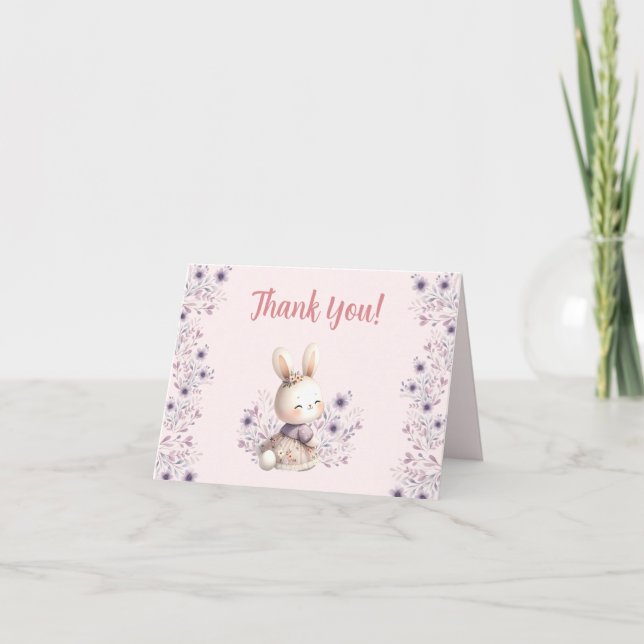 Carte de remerciements de Baby shower de fille ros (Devant)