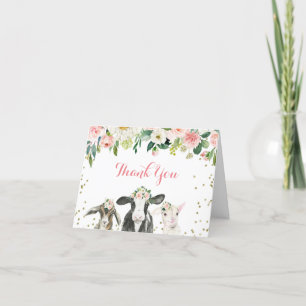 Carte de remerciements de Baby shower de filles fl