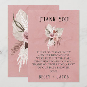 Carte de remerciements de Baby shower de filles fl
