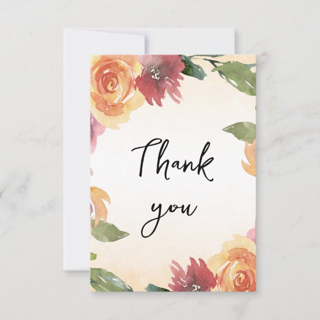 Carte de remerciements de Baby shower de fleurs d' (Devant)