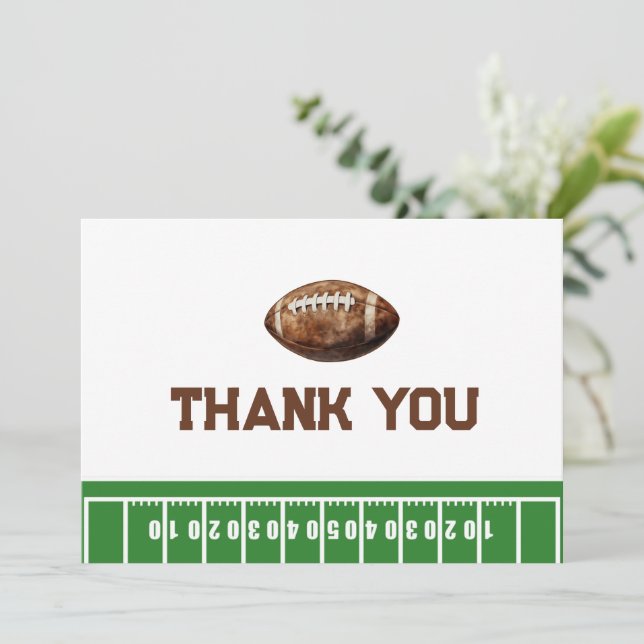 Carte de remerciements de Baby shower de football  (Debout devant)