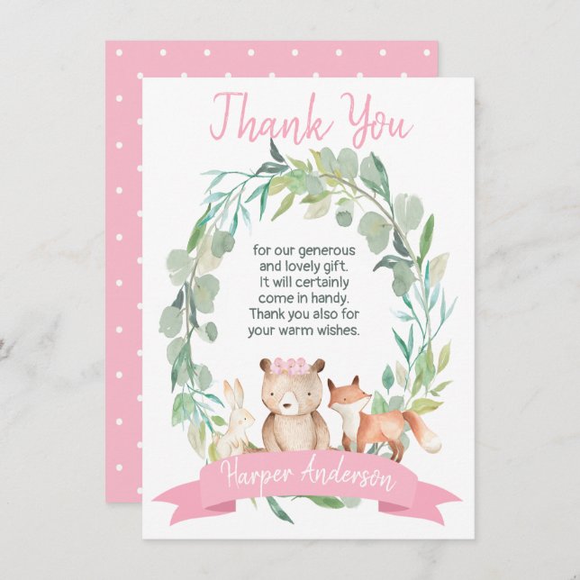 Carte de remerciements de baby shower de guirlande (Devant / Derrière)