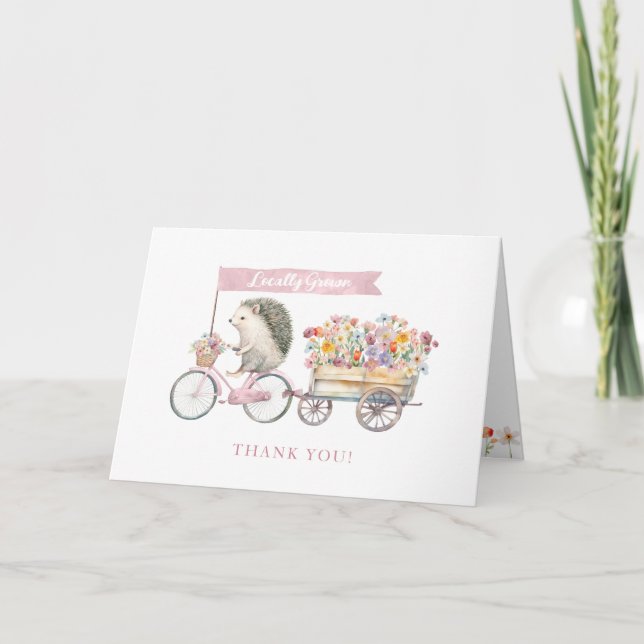 Carte de remerciements de Baby shower de hérisson  (Devant)