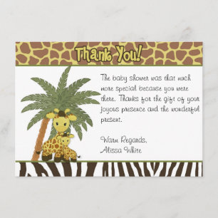 Carte de remerciements de Baby shower de la Girafe