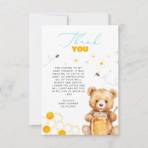 Carte de remerciements de Baby shower de l'ours en