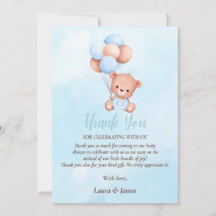 Carte de remerciements de Baby shower de mignonne
