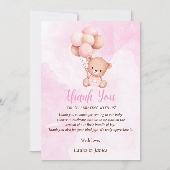 Carte de remerciements de Baby shower de mignonne  (Devant)