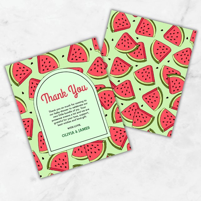 Carte de remerciements de Baby shower de pastèque  (Budget A Little Sweetie Summer Watermelon Baby Shower Thank You Card   )