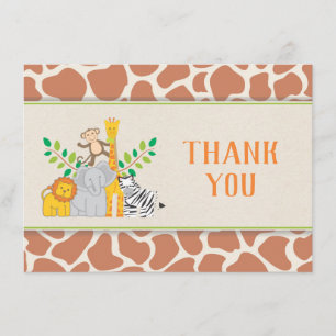 Carte de remerciements de baby shower de safari