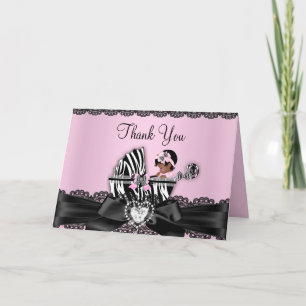 Carte de remerciements de baby shower de zèbre