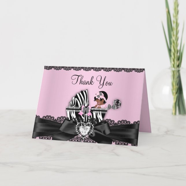 Carte de remerciements de baby shower de zèbre (Devant)