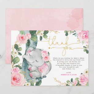 Carte de remerciements de Baby shower d'éléphants