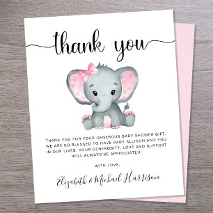 Carte de remerciements de Baby shower d'éléphants 