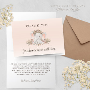 Carte de remerciements de Baby shower d'éléphants