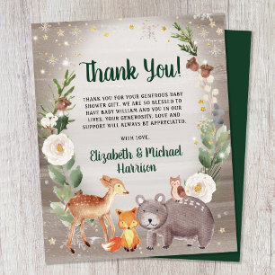 Carte de remerciements de Baby shower des animaux 