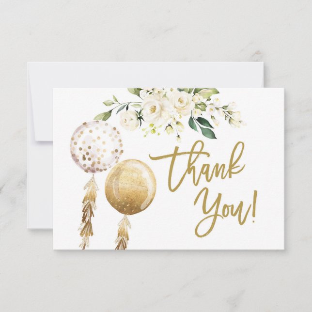 Carte de remerciements de baby shower des ballons (Devant)