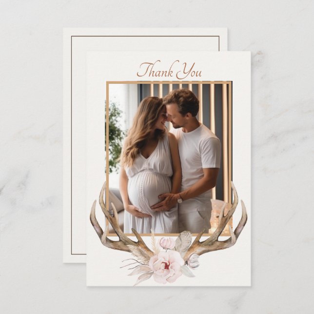 Carte de remerciements de Baby shower des bois de  (Devant / Derrière)