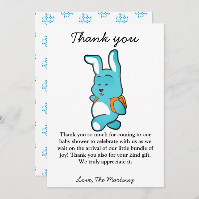 Carte de remerciements de Baby shower d'ours de cu (Devant / Derrière)