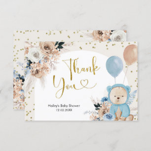 Carte de remerciements de Baby shower d'ours de sa
