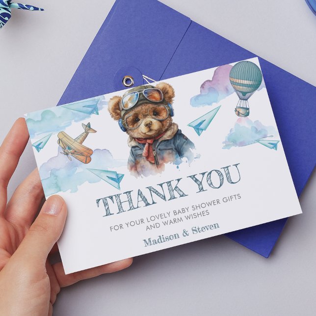 Carte de remerciements de Baby shower d'ours en pe (Créateur téléchargé)
