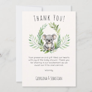 Carte de remerciements de Baby shower d'ours Koala
