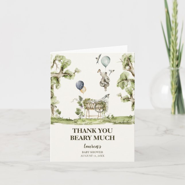 Carte de remerciements de Baby shower d'ours neutr (Devant)