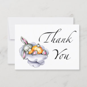 Carte de remerciements de baby shower doux au lapi