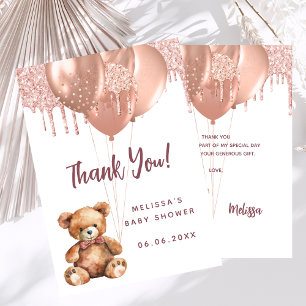 Carte de remerciements de Baby shower en or rose o