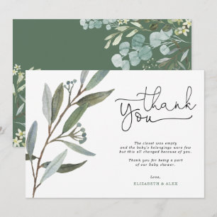 Carte de remerciements de Baby shower Eucalyptus