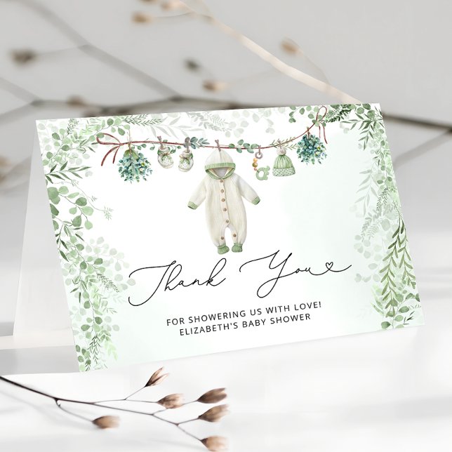 Carte de remerciements de Baby shower Eucalyptus L (Créateur téléchargé)