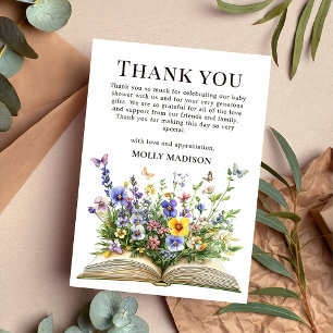 Carte de remerciements de Baby shower fleur sauvag